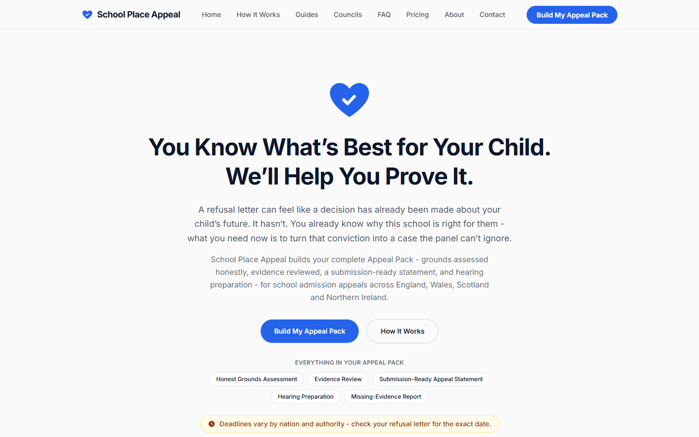 The School Place Appeal home page